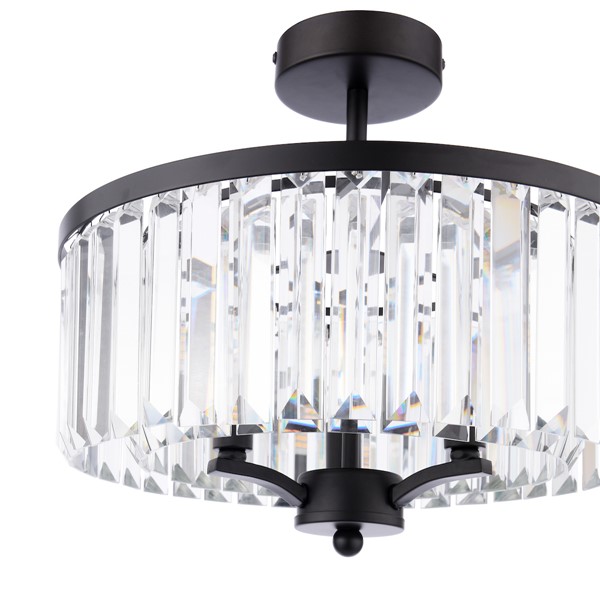 (image for) Laura Ashley Elkwood 3 Light Semi-Flush Crystal and Black